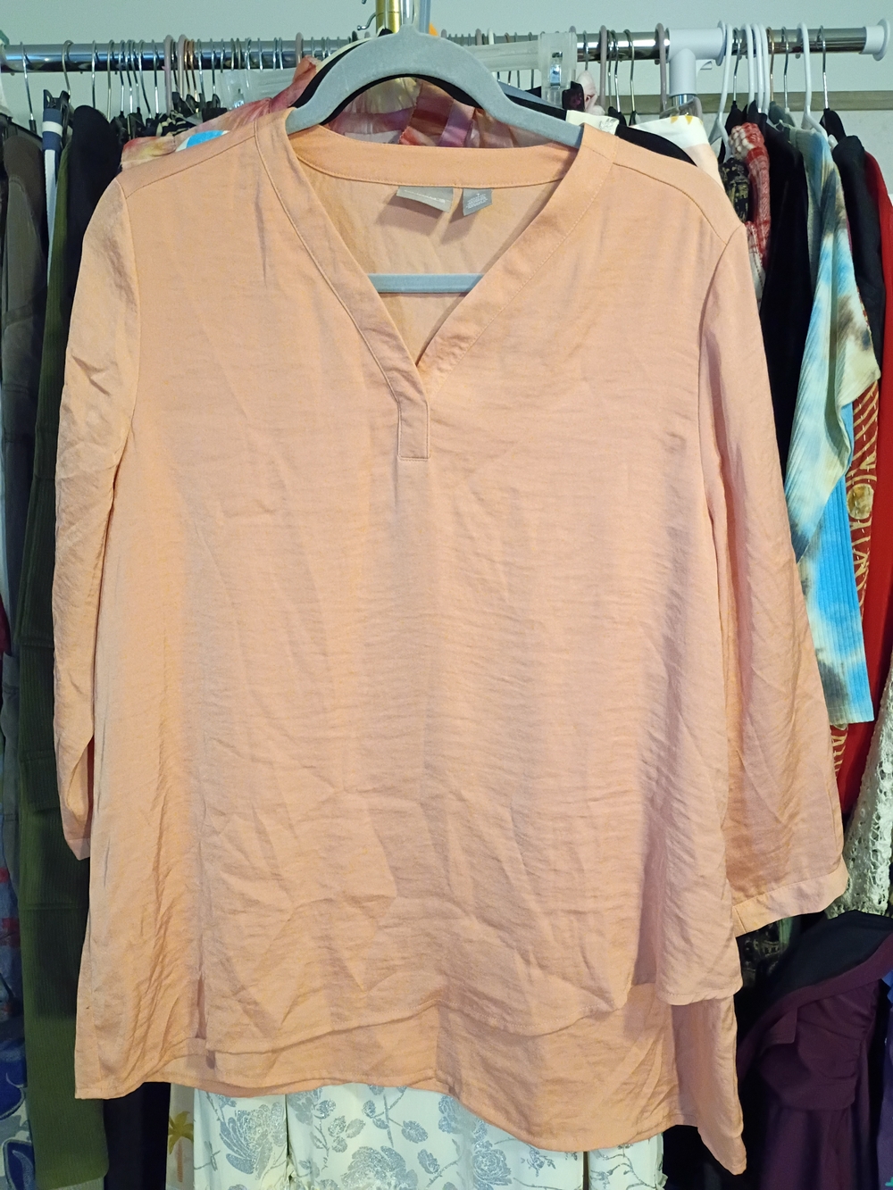 Chico's Peach V-Neck Tunic Top